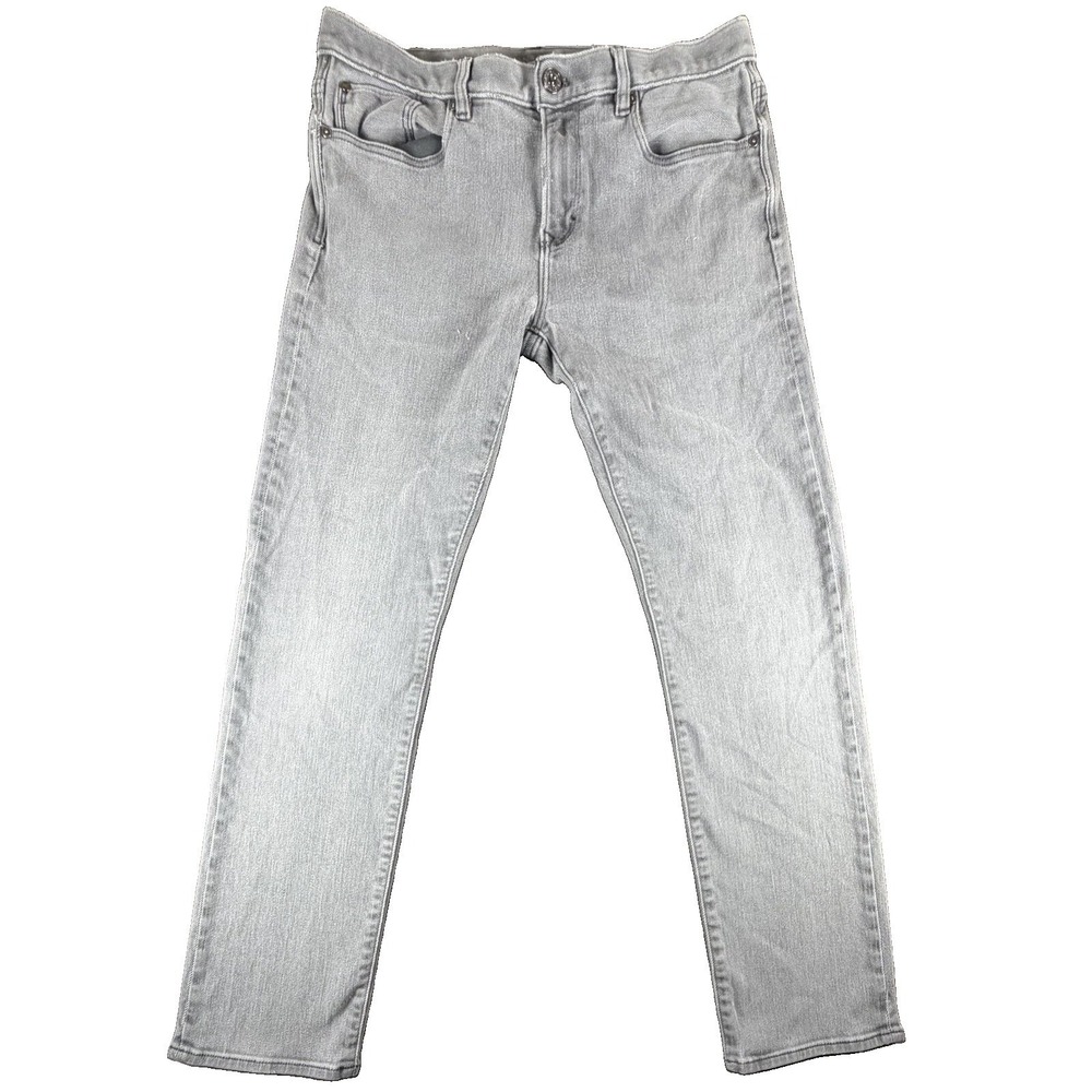 Banana Republic Jeans Mens 34x34 Light Wash Gray Slim Straight Traveler Denim